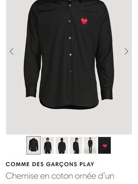 Comme des Garçons PLAY Black Button-Down Shirt with Red Heart Patch